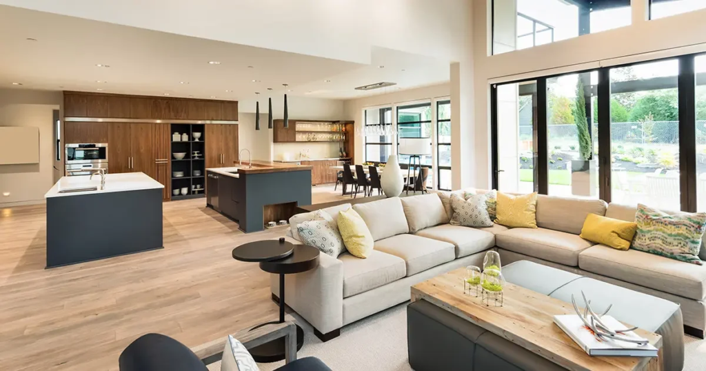 arranging an open living room 